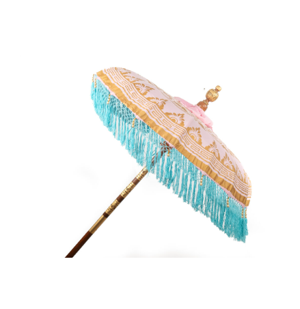 Decorative umbrella Romimex Bali Pink 150 x 200 x 150 cm With tassles