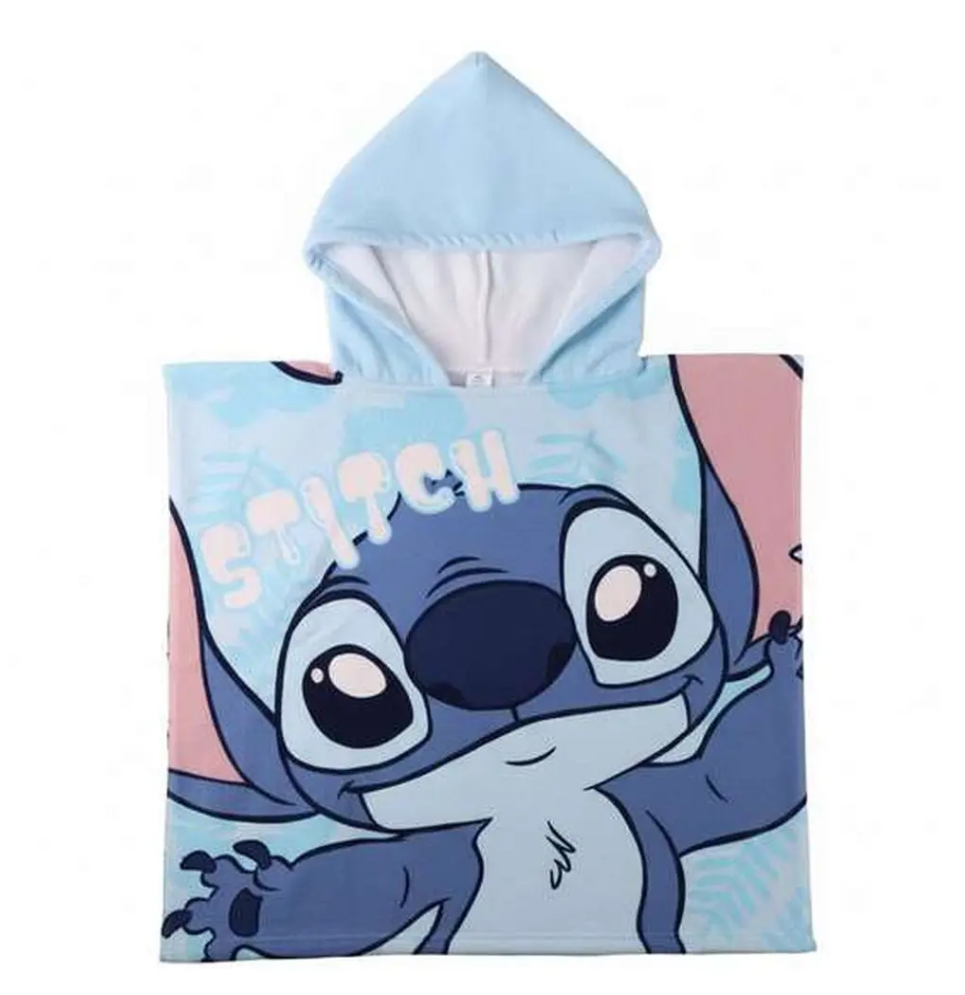 Poncho-Towel with Hood Stitch Blue 55 x 77 cm