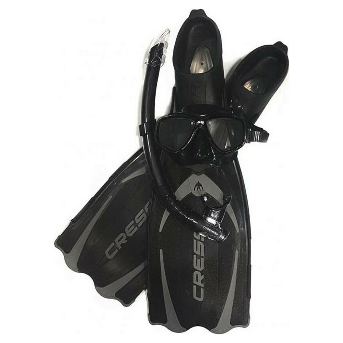 Diving Goggles with Snorkle and Fins Cressi-Sub Pluma Black 3 Pieces 39-40